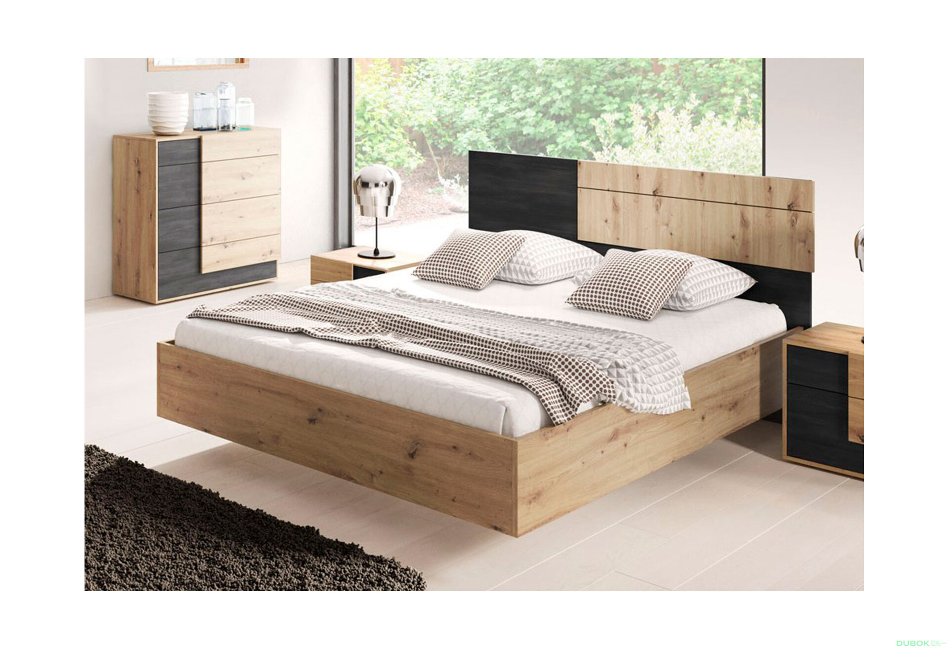 Obrázek 2 - Postel 160x200 Bafra dub artisan / grafit Idczak meble