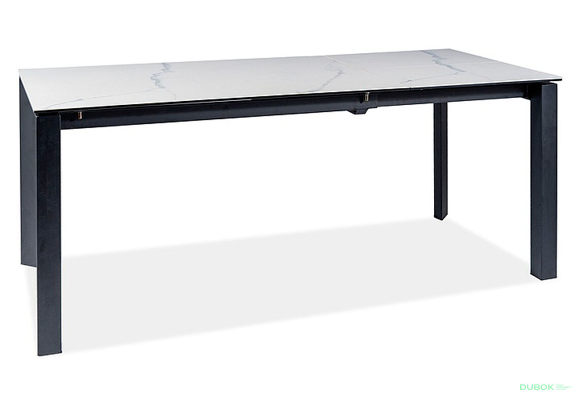 Obrázek 4 - Stůl Metropol Ceramic 120(180)x80 efekt marmuru, biały / czarny matowy