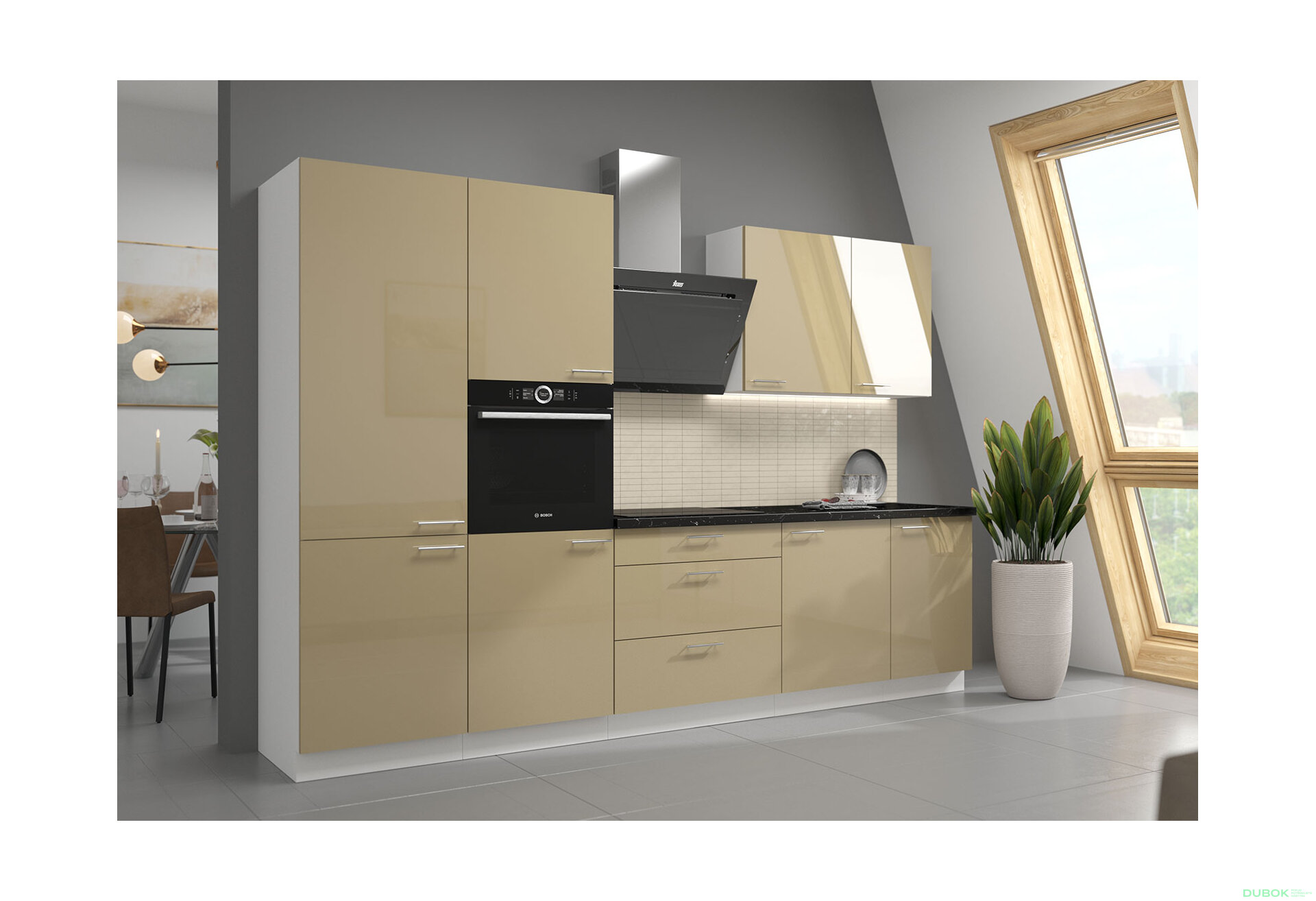 Obrázek 1 - Kuchyňská sestava 2.9 m Lara bílý / cappuccino lesk