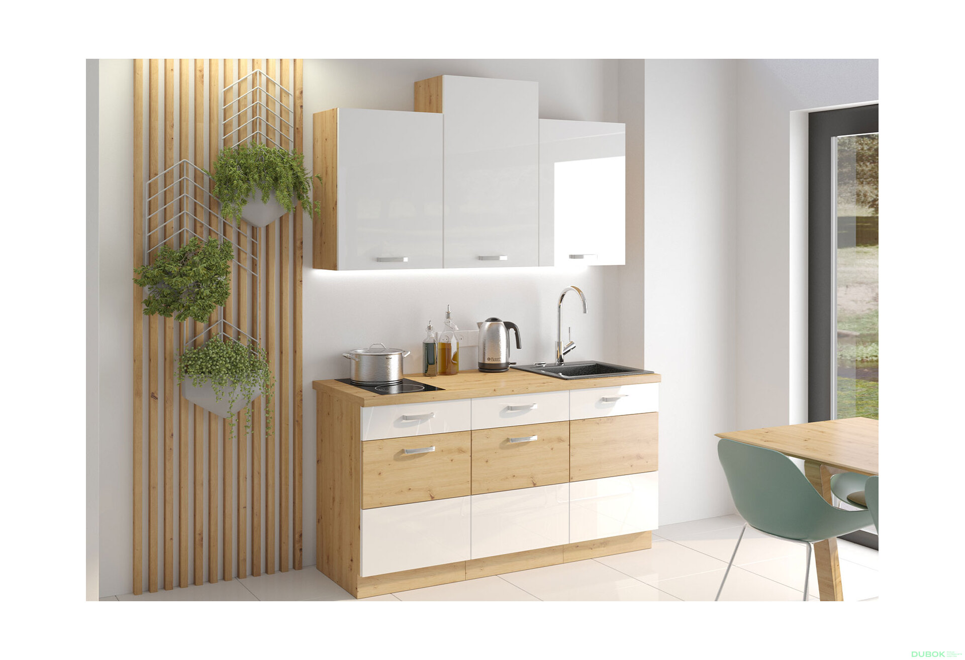 Obrázek 1 - Kuchyňská sestava 1.5 m Artisan / bílý lesk