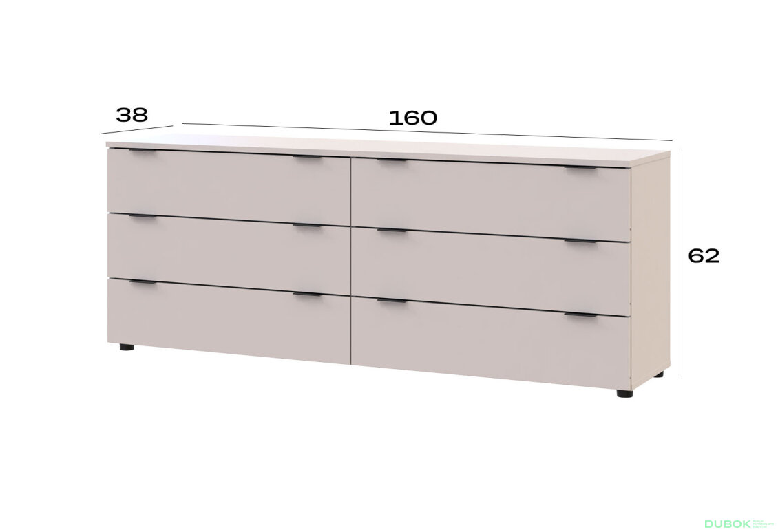 Obrázek 7 - Komoda Ron 9 s 6 zásuvkami 160х38х62 kašmír