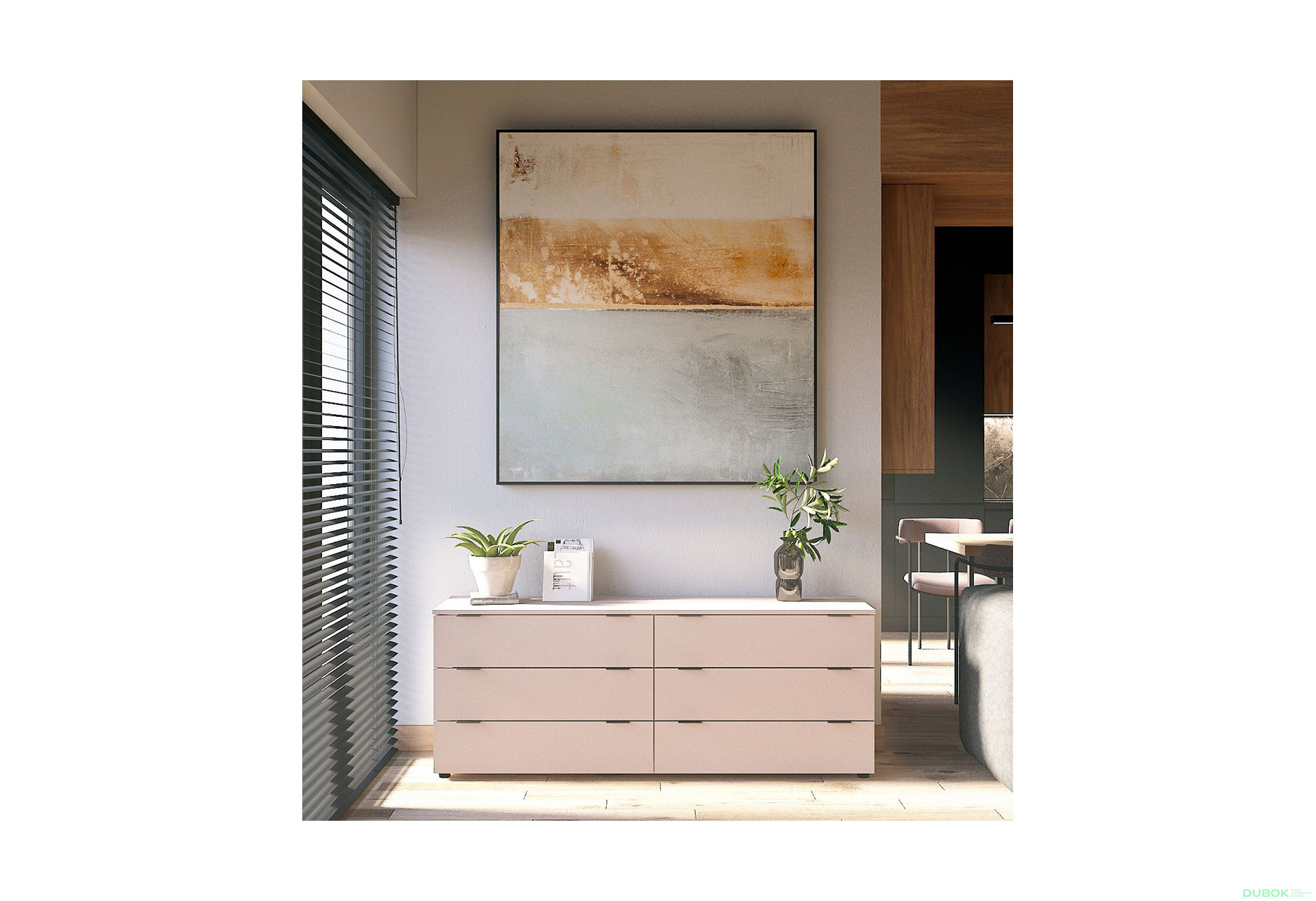 Obrázek 2 - Komoda Ron 9 s 6 zásuvkami 160х38х62 kašmír
