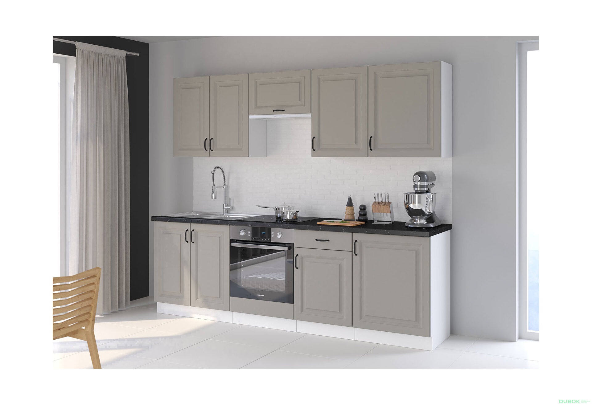 Obrázek 1 - Kuchyňská sestava 2.5 m Stilo bílý / clay grey