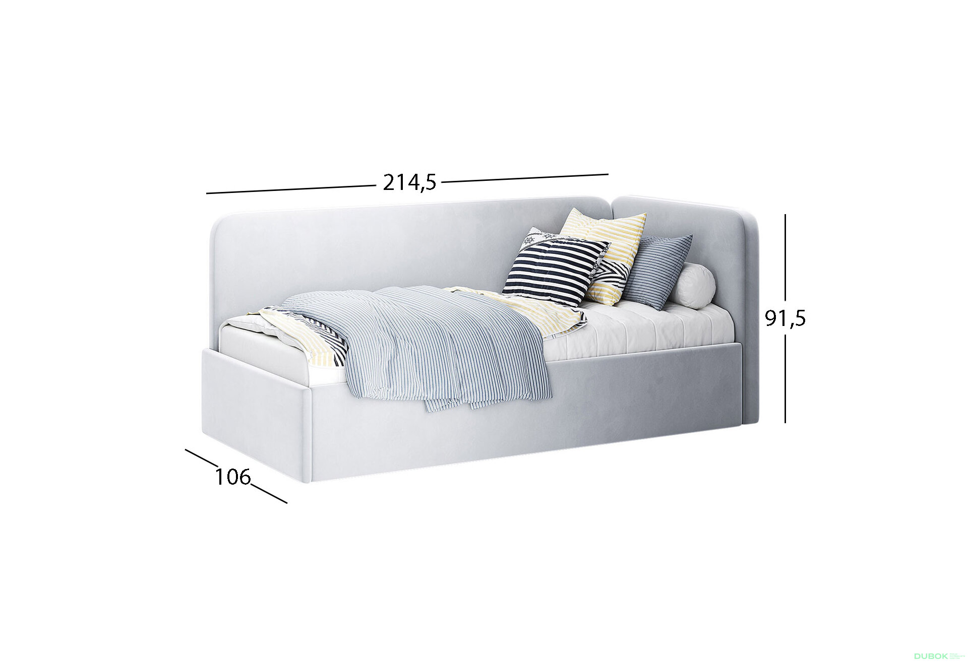 Obrázek 6 - Postel s roštem, úložným prostorem Happy 90x200 cm Světle šedá