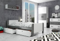 Obrázek 2 - Postel Arek grafit / bílý + zásuvka 80x200 cm s roštem, matrací