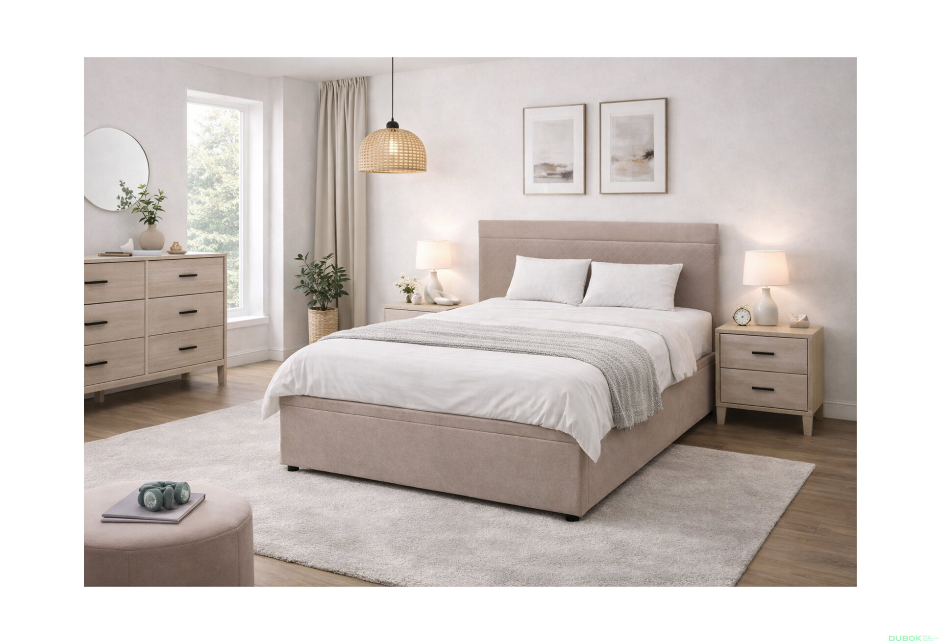 Obrázek 2 - Postel Fro Pik 140x200 s roštem, úložným prostorem Mono 233, béž