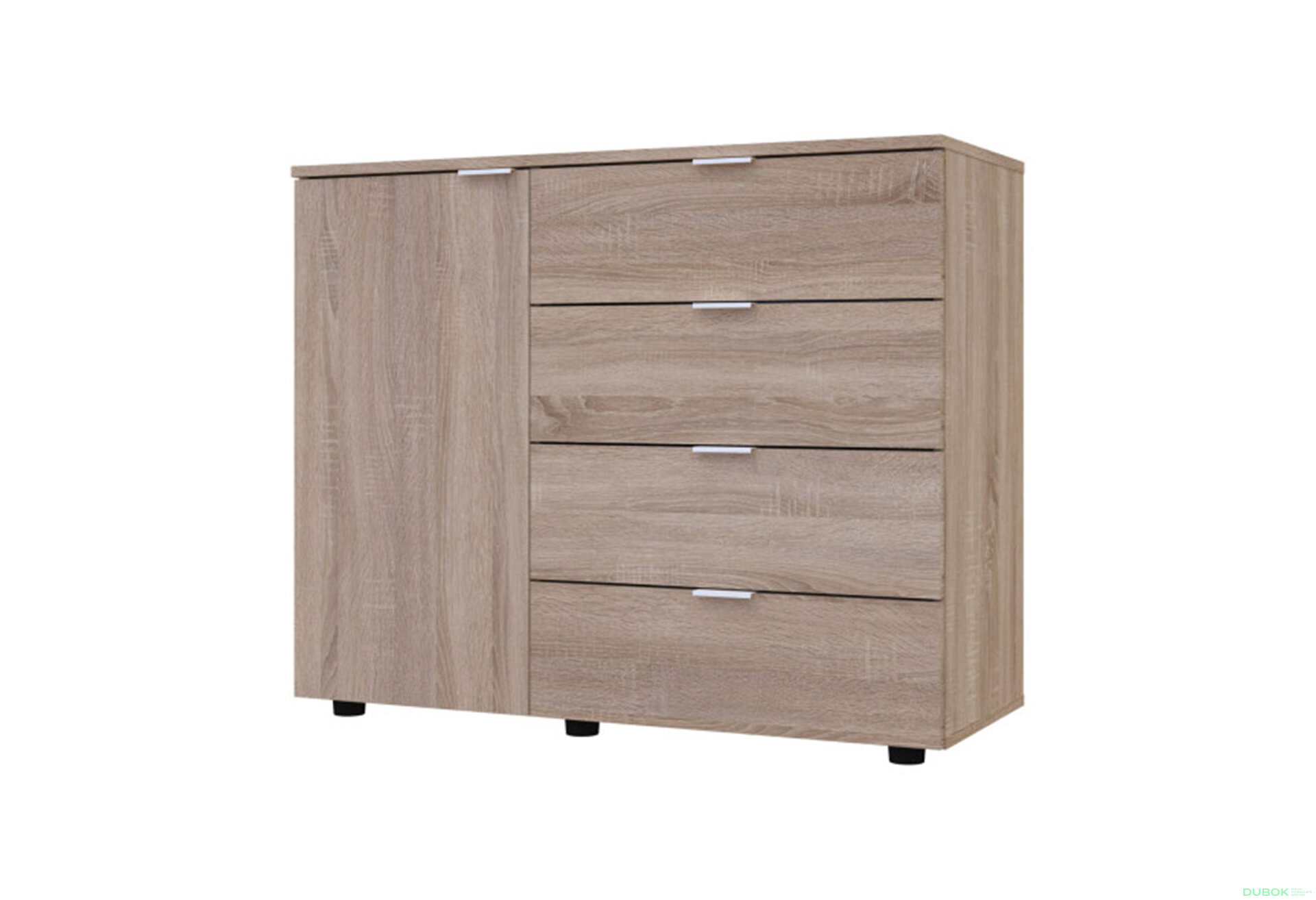Obrázek 1 - Komoda s dvířky a 4 zásuvkami GC1 100 cm Gelar Dub sonoma