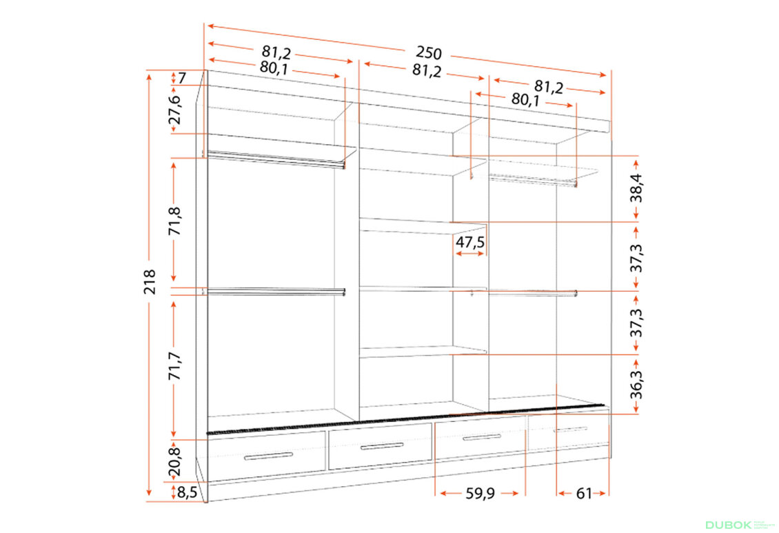 Obrázek 4 - Skříň Florence 3D 250 matná šedá