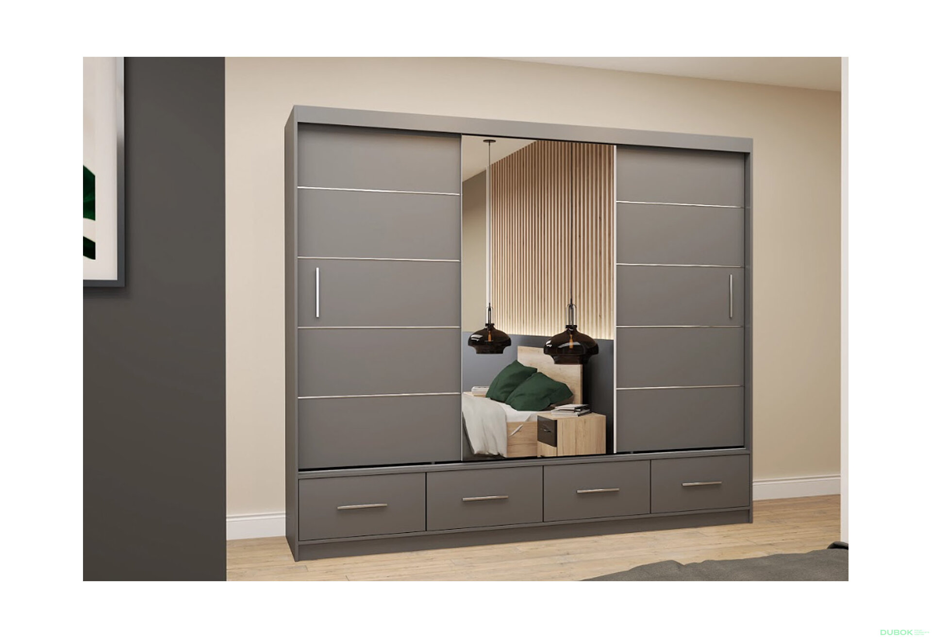 Obrázek 2 - Skříň Florence 3D 250 matná šedá