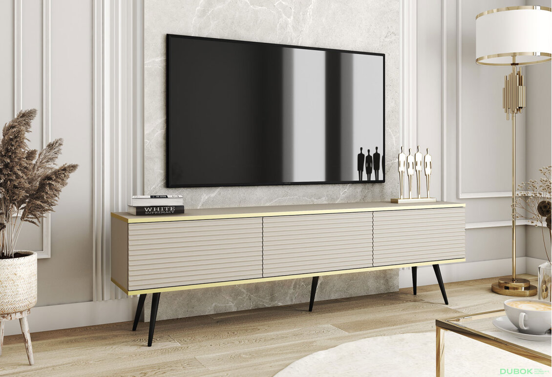 Obrázek 2 - TV stolek RTV 175 MDF béžový, černé nohy Oro