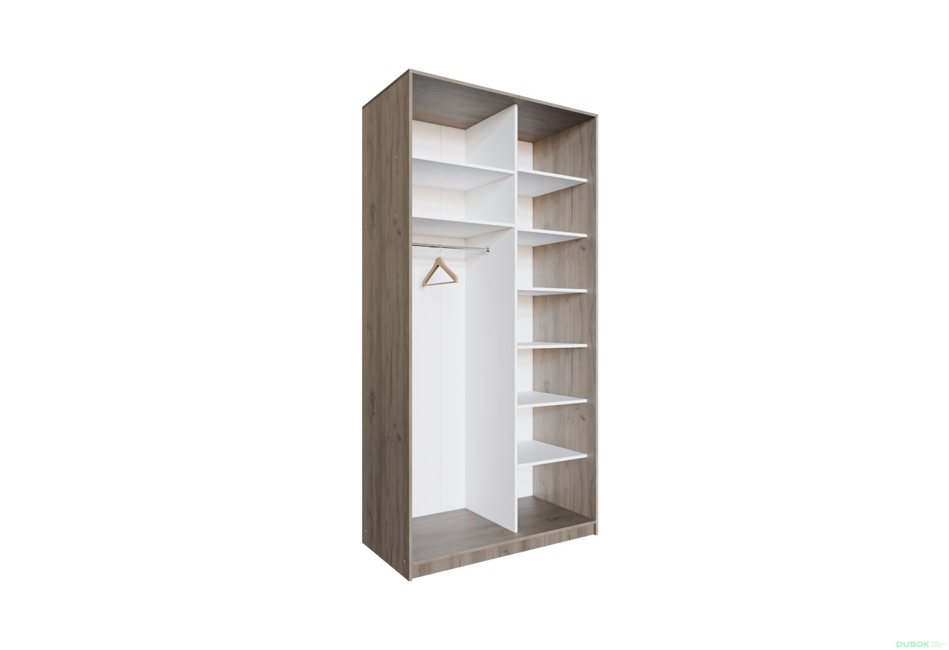 Obrázek 14386 - Skříň 2D Loft 1200x600x2400, DTD + zrcadlo, Lines BL, Dub kraft šedý Vystavený kus
