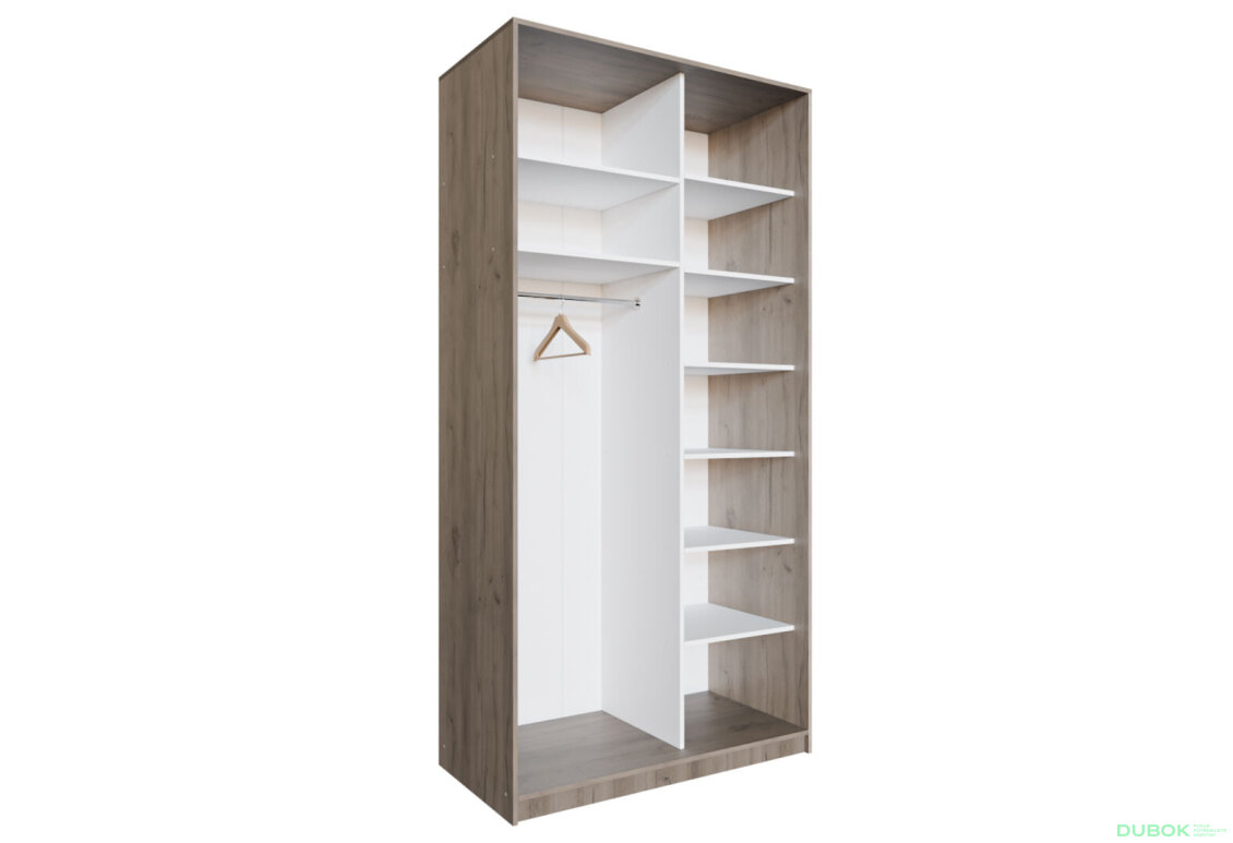 Obrázek 14386 - Skříň 2D Loft 1200x600x2400, DTD + zrcadlo, Lines BL, Dub kraft šedý Vystavený kus