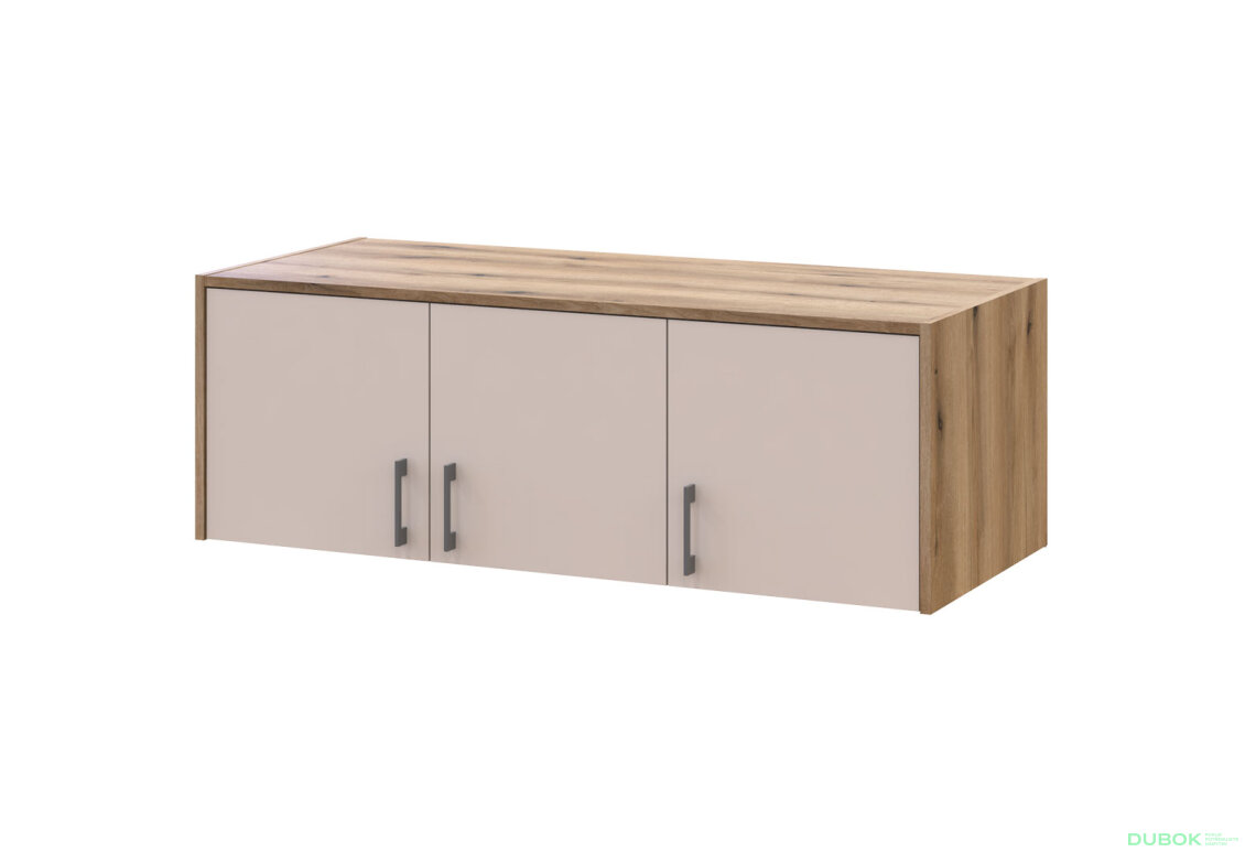 Obrázek 11148 - Skříň Rondi 3 dřevotříska s horním prostorem artisan dub / cashmere 121x52x236