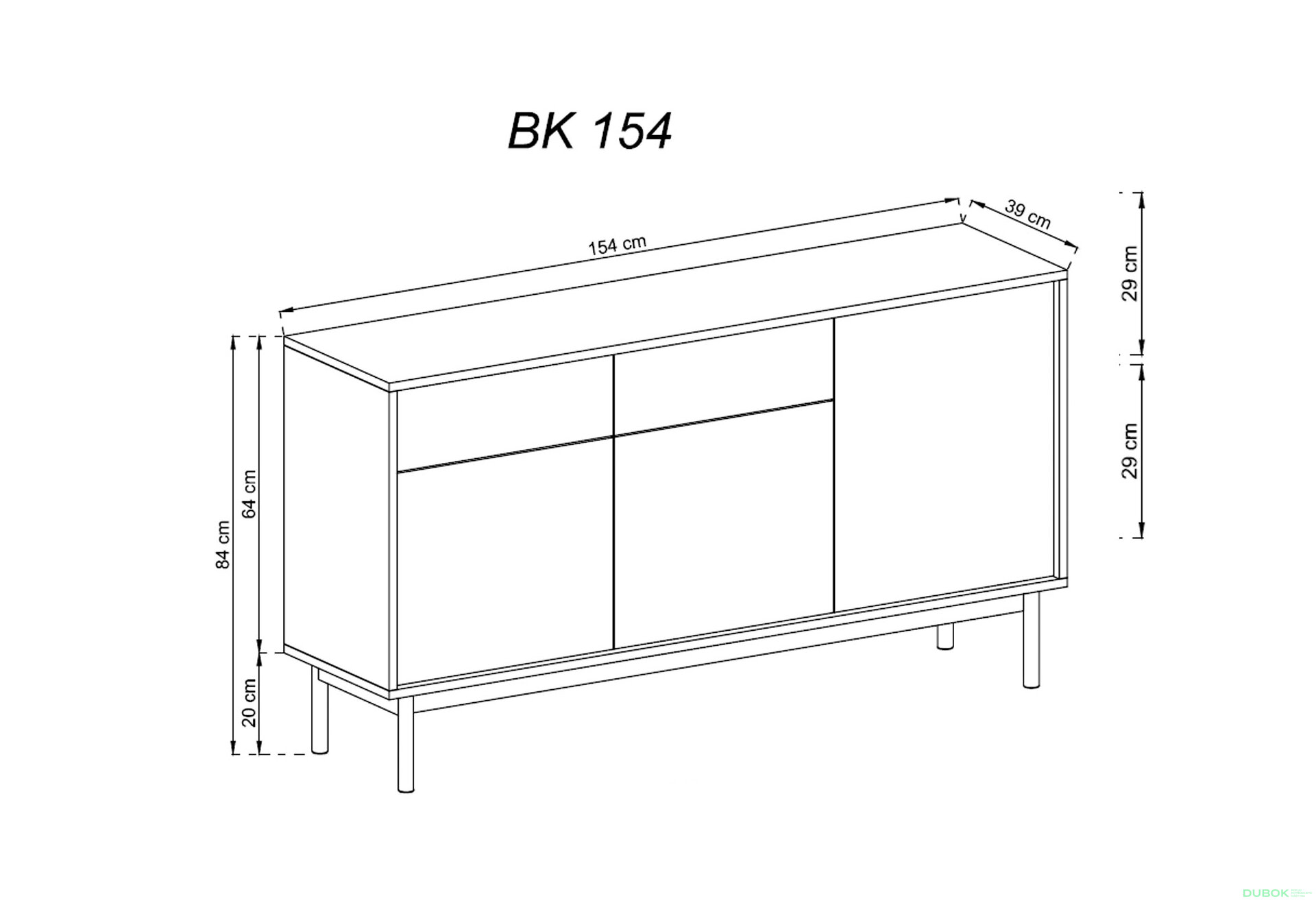 Obrázek 2 - Komoda BK154 jackson hickory / grafit Basic