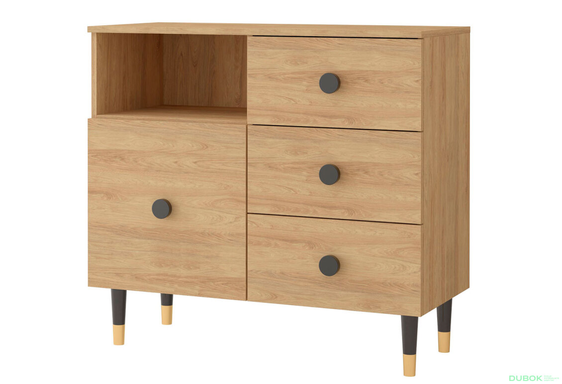 Obrázek 2118 - Ložnicová sestava 4D Lux hickory přírodní + černá Idczak meble