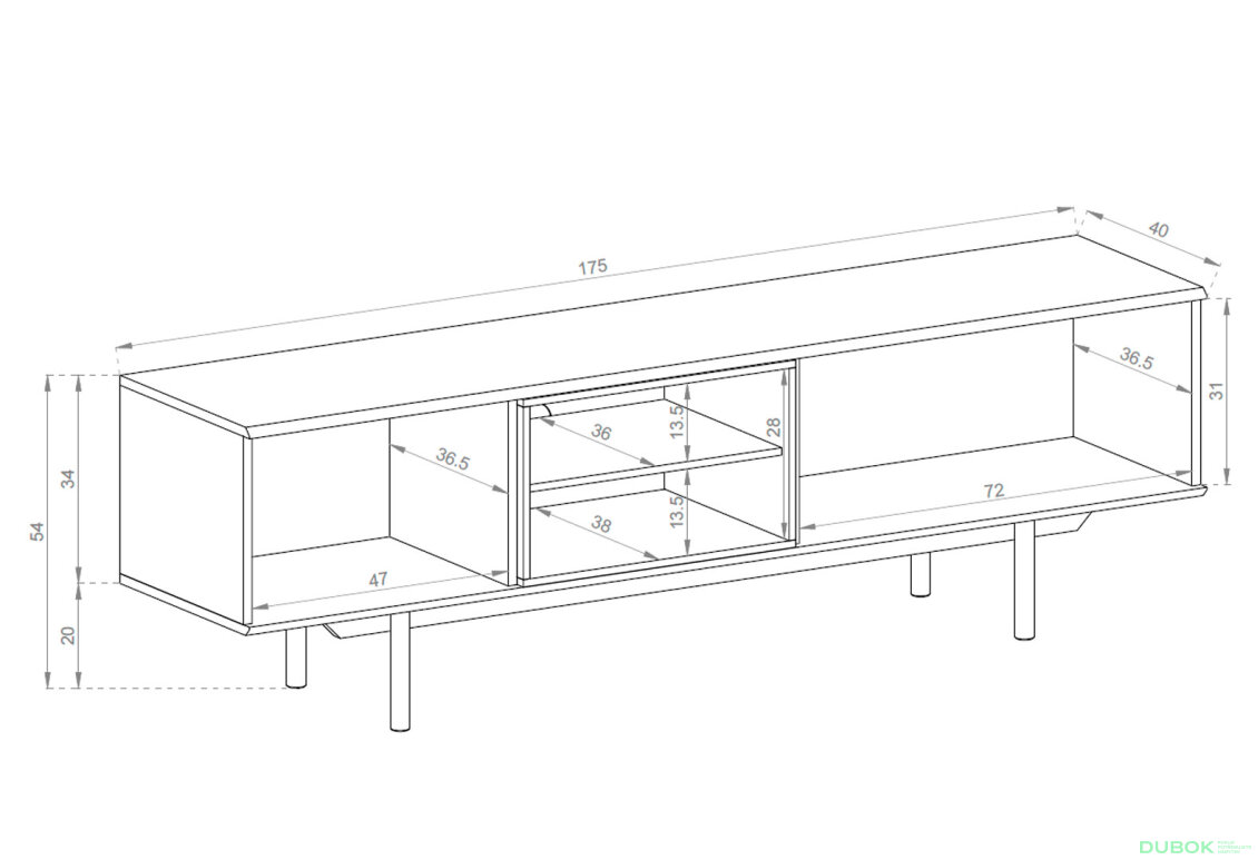 Obrázek 2 - TV stolek IRTV175 šedá / jackson hickory Inox