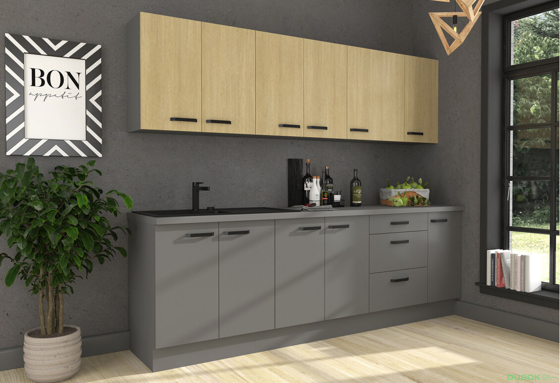 Obrázek 2 - Kuchyňská sestava 2.6 m (II) Nessa antracit / Scandi Storaz-Lempert