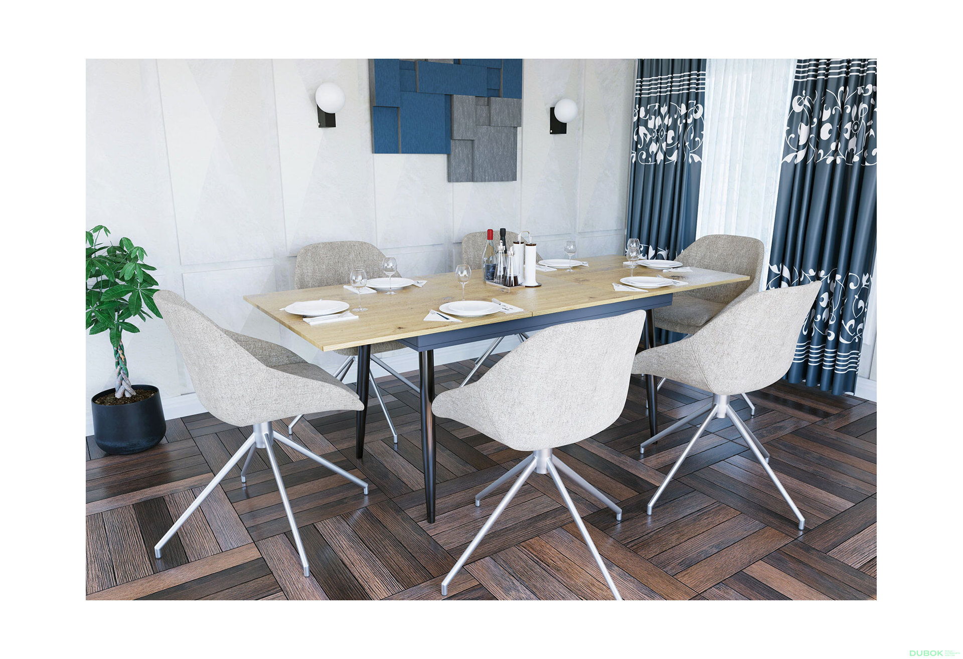 Obrázek 2 - Rozkládací stůl City 150x85 cm Dub artisan / Antracit Vystavený kus