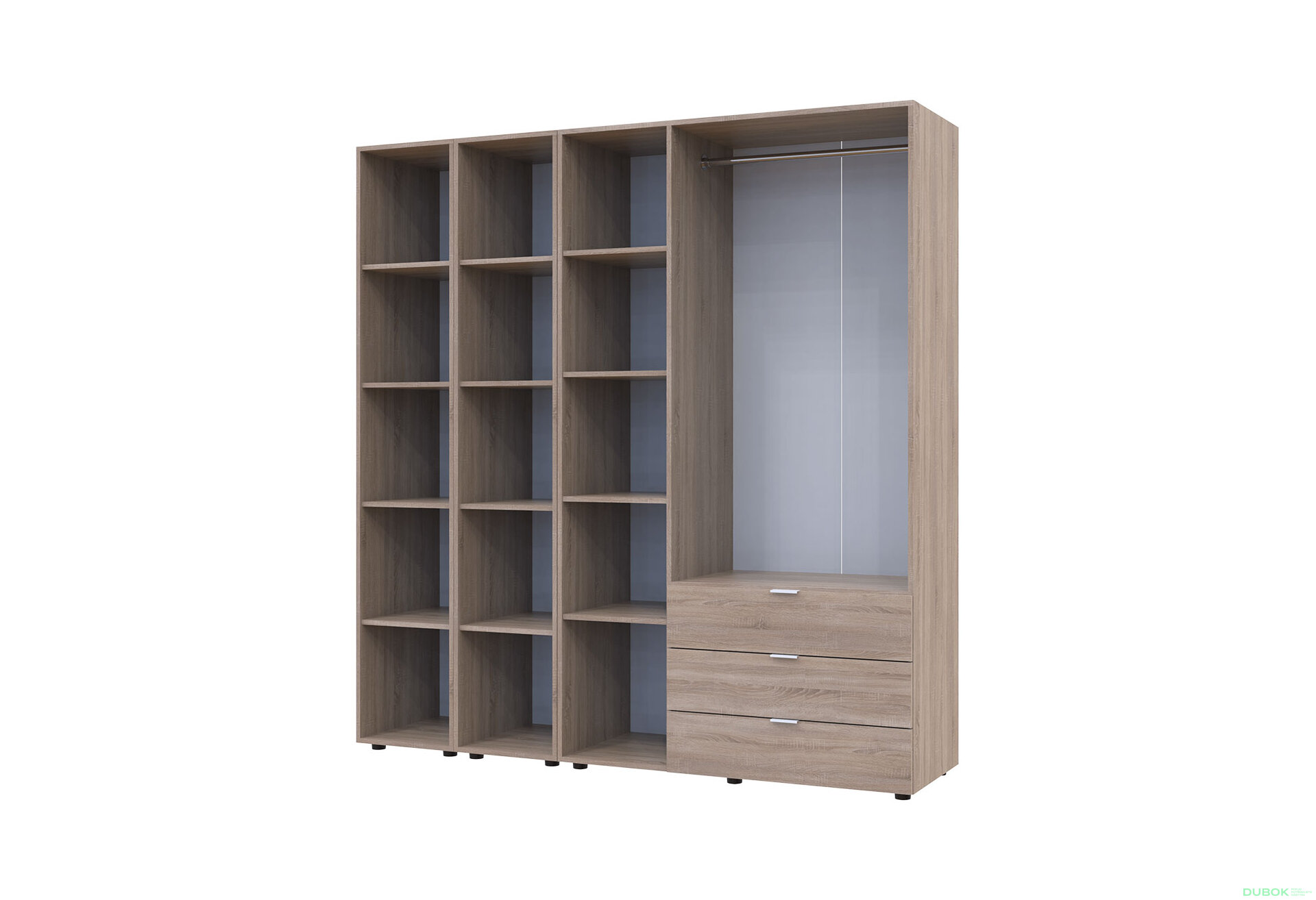 Obrázek 3 - Skříň třídveřová se 2 regály Gelar 192.6 cm Dub sonoma