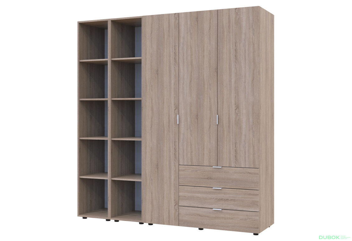 Obrázek 2 - Skříň třídveřová se 2 regály Gelar 192.6 cm Dub sonoma