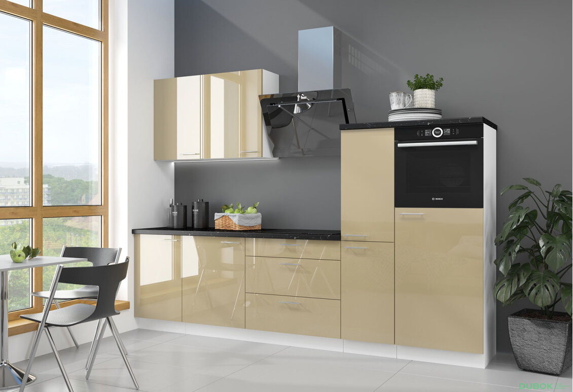 Kuchyňská sestava 2.5 m Lara bílý / cappuccino lesk
