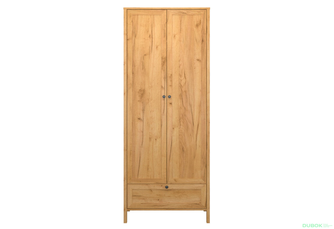 Obrázek 2 - Skříň dvoudveřová se zásuvkou Klark 83x210x48.5 cm Dub craft zlatý