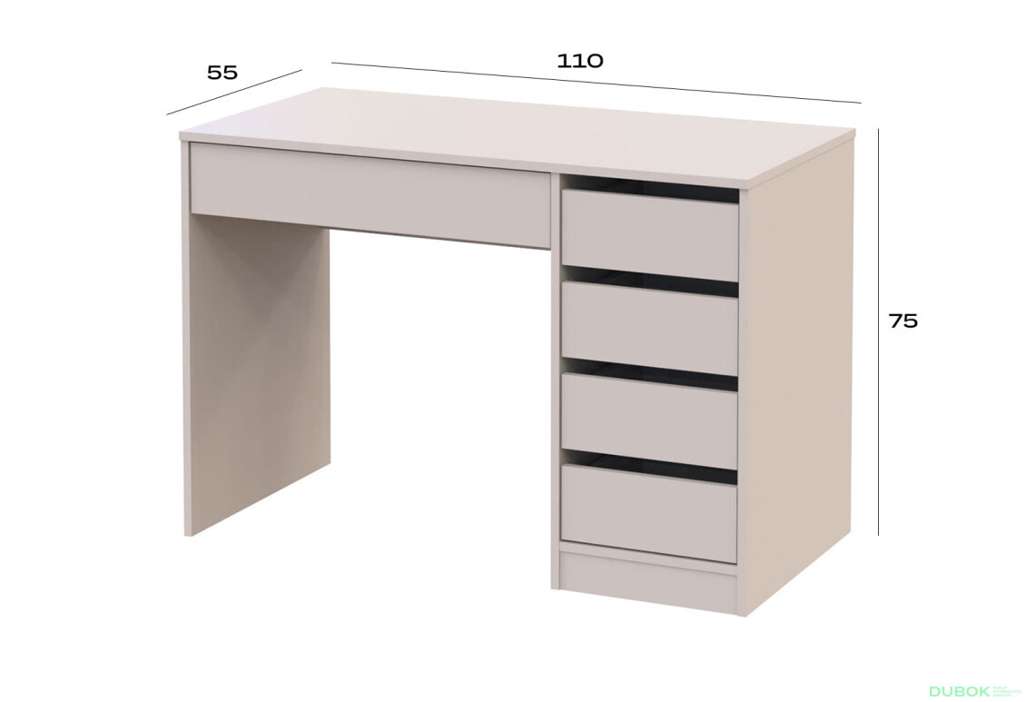 Obrázek 7 - Psací stůl s pravou montáží Profi 110 cm kašmír