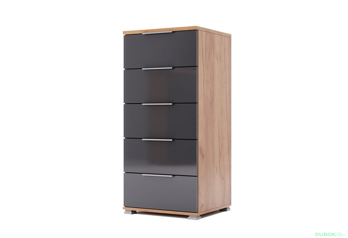 Komoda 5 zásuvek Lava / dub kraft Luna