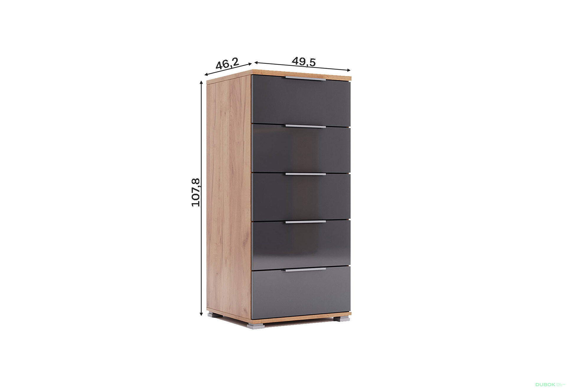 Obrázek 4 - Komoda 5 zásuvek Lava / dub kraft Luna