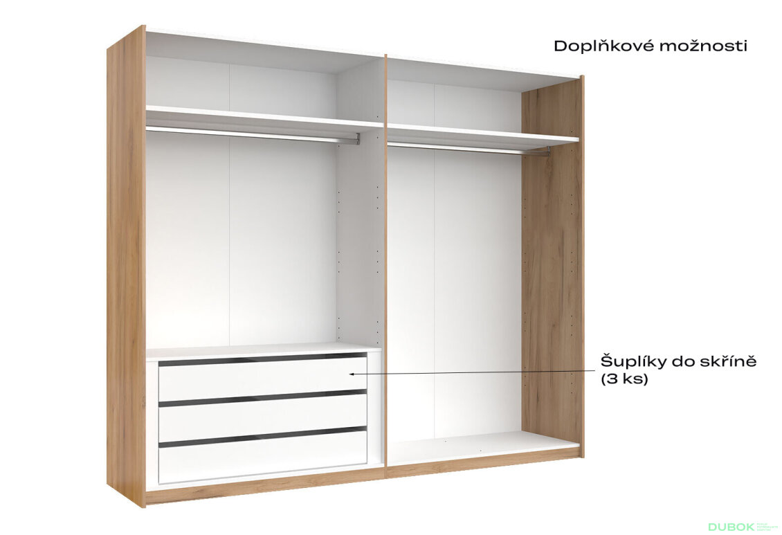 Obrázek 4 - Skříň s posuvnými dveřmi 2,5x2,1m (Dveře Dub Kraft/Mat Láva), série N Luna