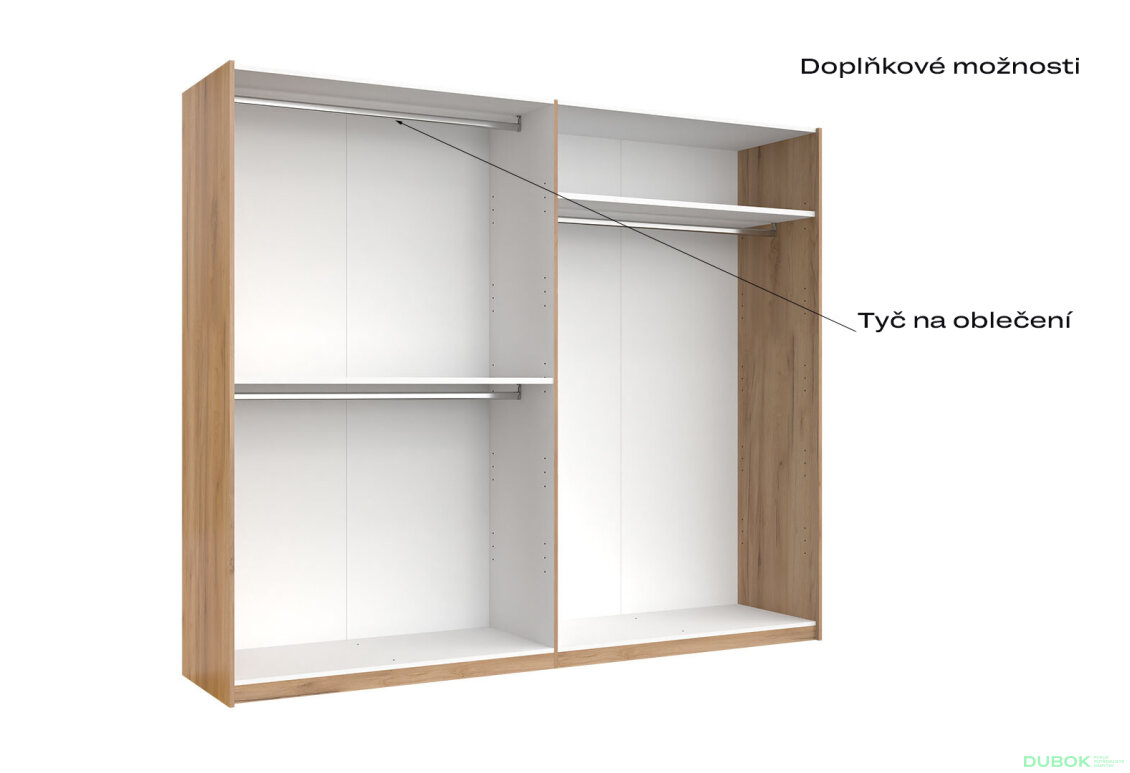 Obrázek 5 - Skříň s posuvnými dveřmi 2,5x2,1m (Dveře Dub Kraft/Mat Láva), série N Luna