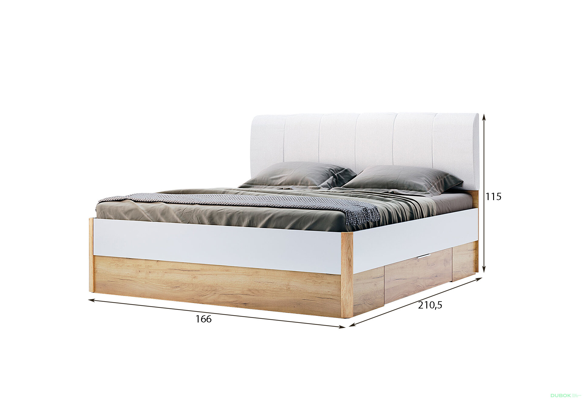 Obrázek 3 - Postel 160x200 měkké čelo s šuplíky bez rámu Asti