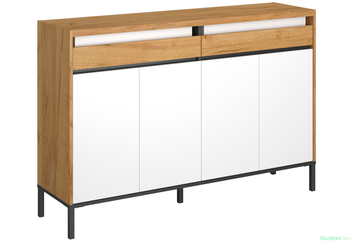 Obrázek 3 - Komoda 4d2s dub craft zlatý / bílý Palmor