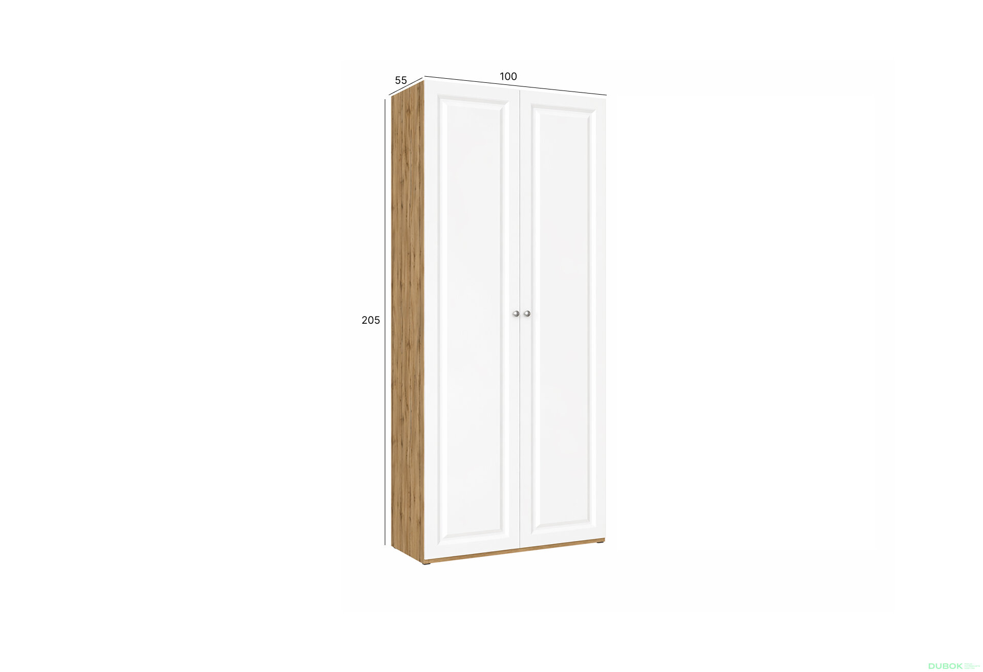 Obrázek 3 - Skříň Madrid 100×55×205 cm, dub appalachi / bílá