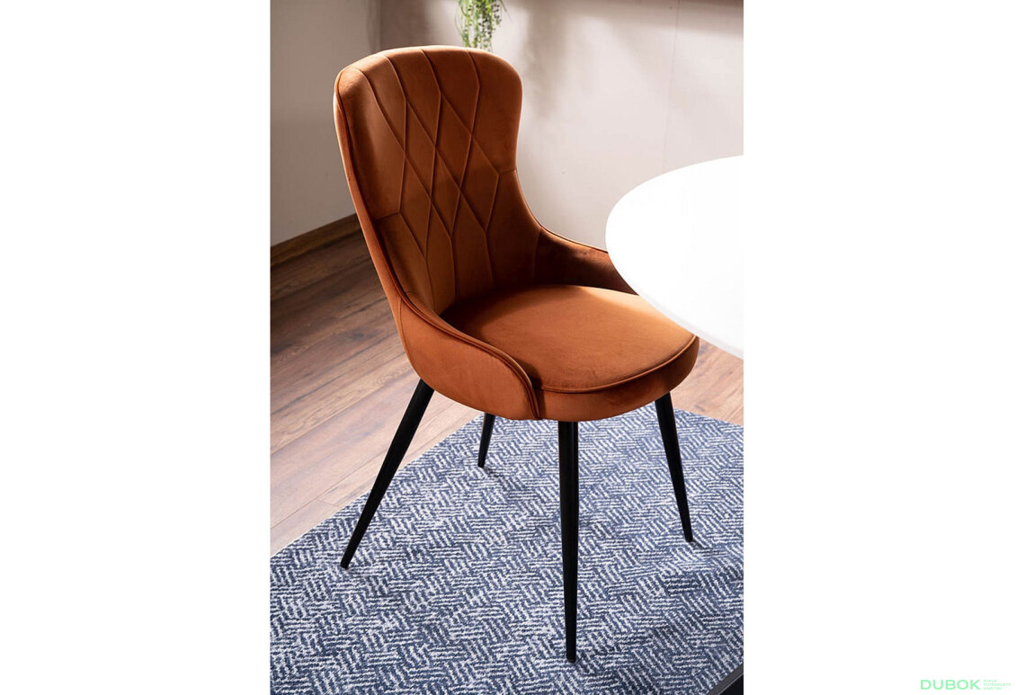 Obrázek 5 - Židle Lotus Velvet skořice Bluvel 4215, kov černá matná