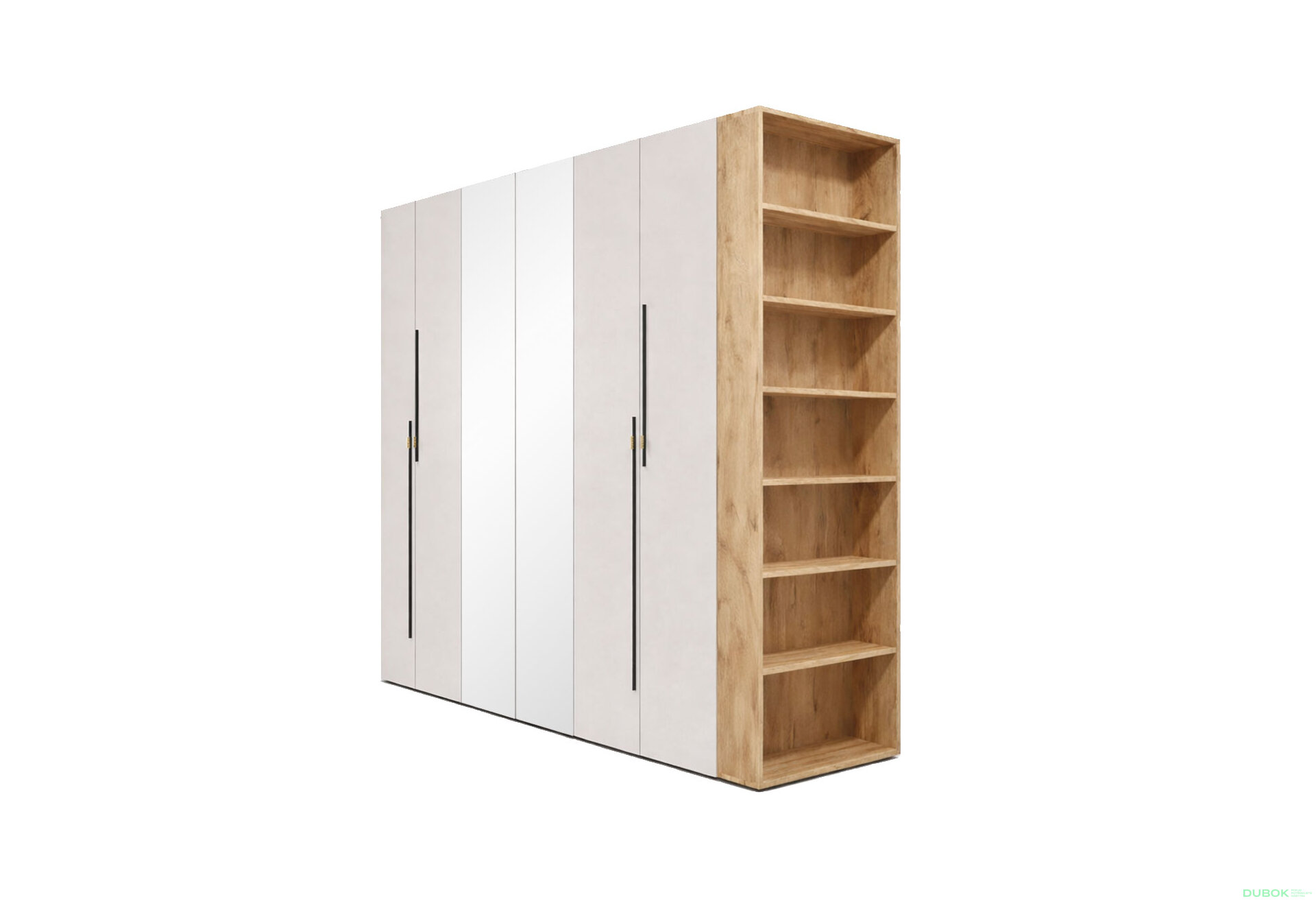 Obrázek 1 - Skříň 6D 260 cm se zrcadlem dub appalačský / kašmír Space