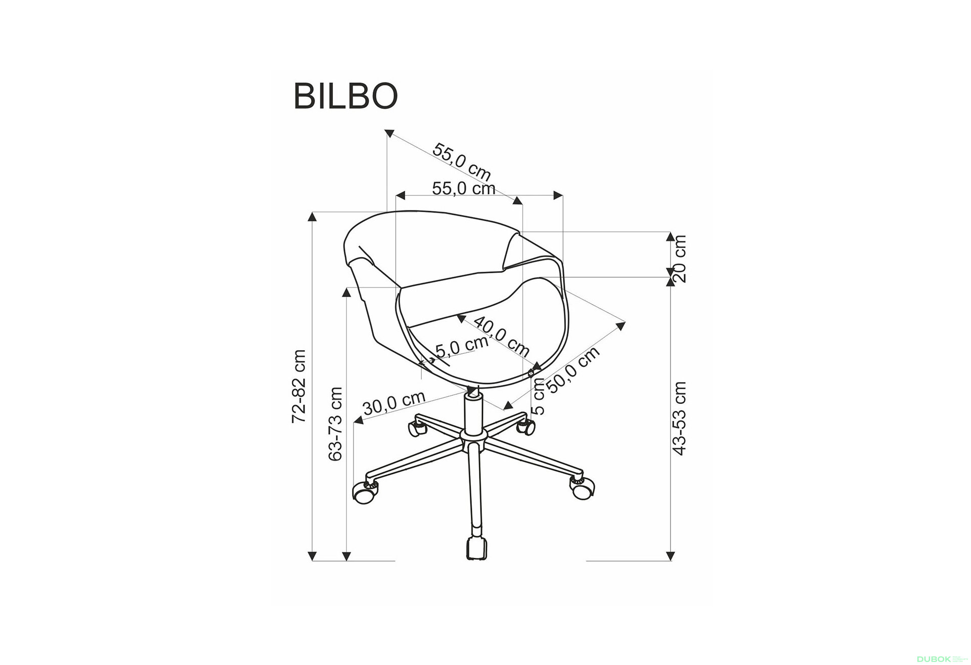 Obrázek 12 - Otočné křeslo Bilbo černý / ořechový