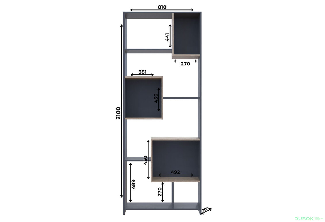 Obrázek 4 - Vysoký regál BS1 grafit / dub sonoma 81x30x210