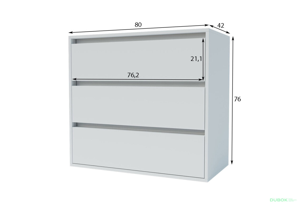 Obrázek 4 - Komoda se 3 zásuvkami Idea K 80 cm Nymphaea alba