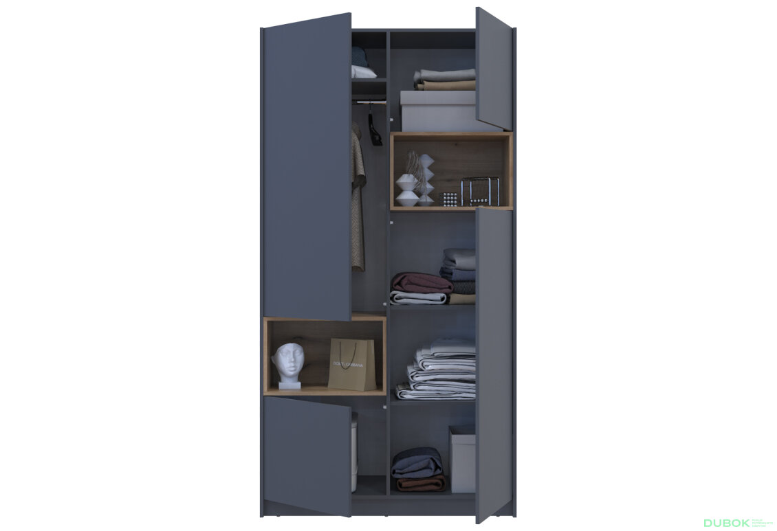 Obrázek 8 - Skříň Dale 2D s výklenkem 115.2х52х220 cm grafit / dub evoke