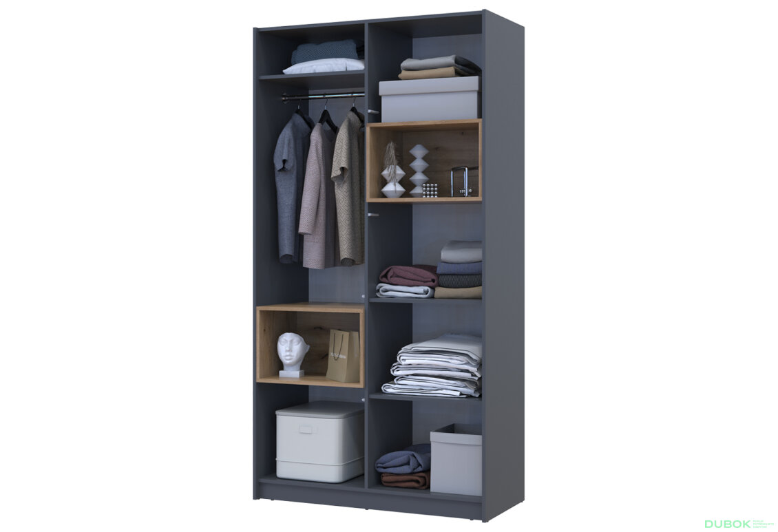 Obrázek 12 - Skříň Dale 2D s výklenkem 115.2х52х220 cm grafit / dub evoke