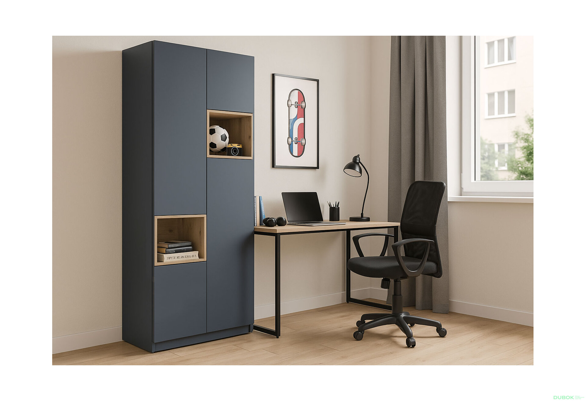Obrázek 2 - Skříň Dale 2D s výklenkem 115.2х52х220 cm grafit / dub evoke
