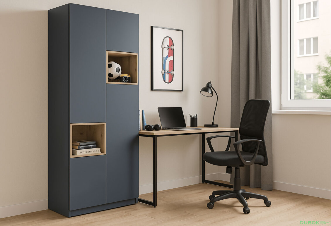 Obrázek 2 - Skříň Dale 2D s výklenkem 115.2х52х220 cm grafit / dub evoke