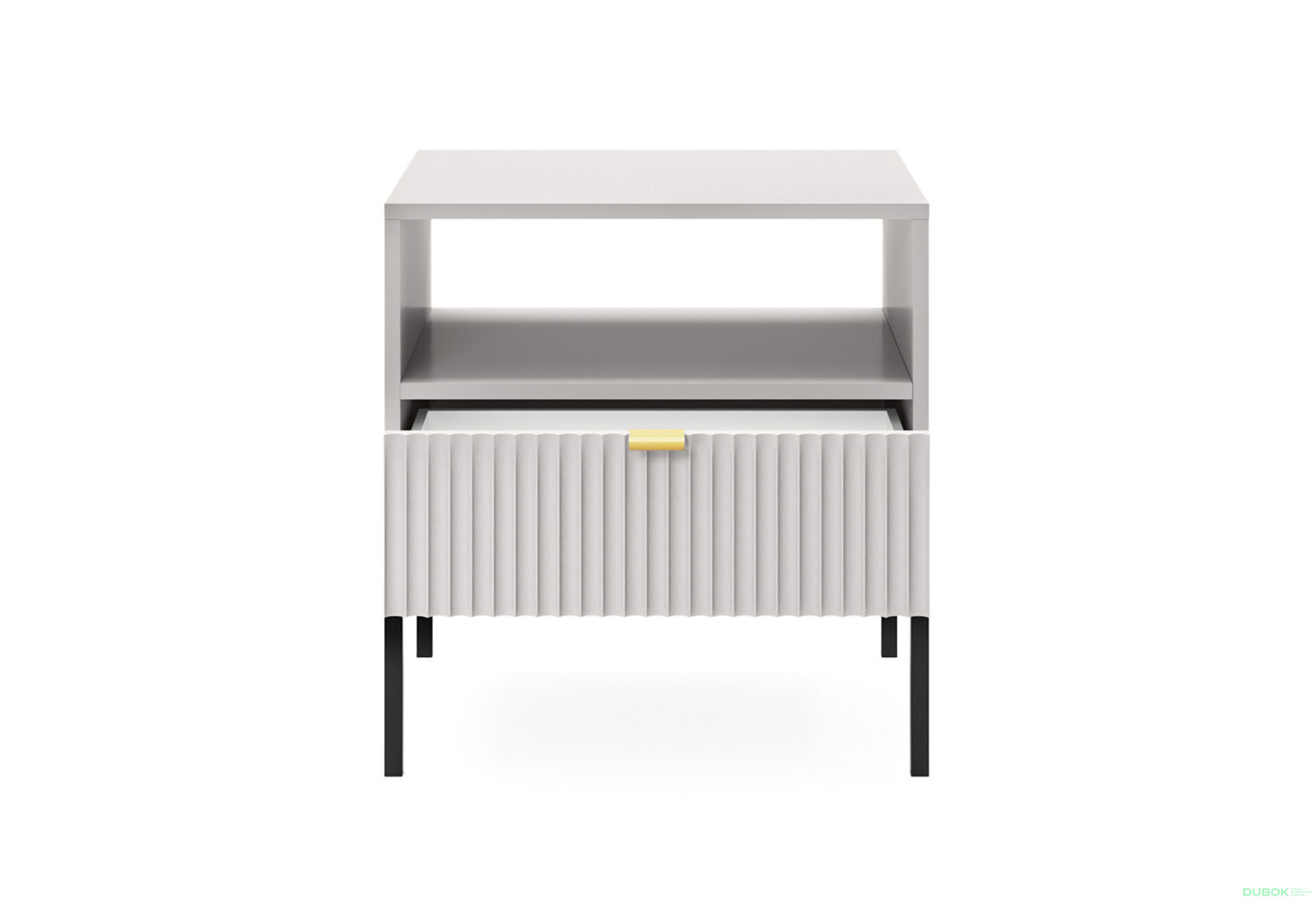 Obrázek 3 - Noční stolek S54 šedá Nova Černé nohy / zlatý úchytky