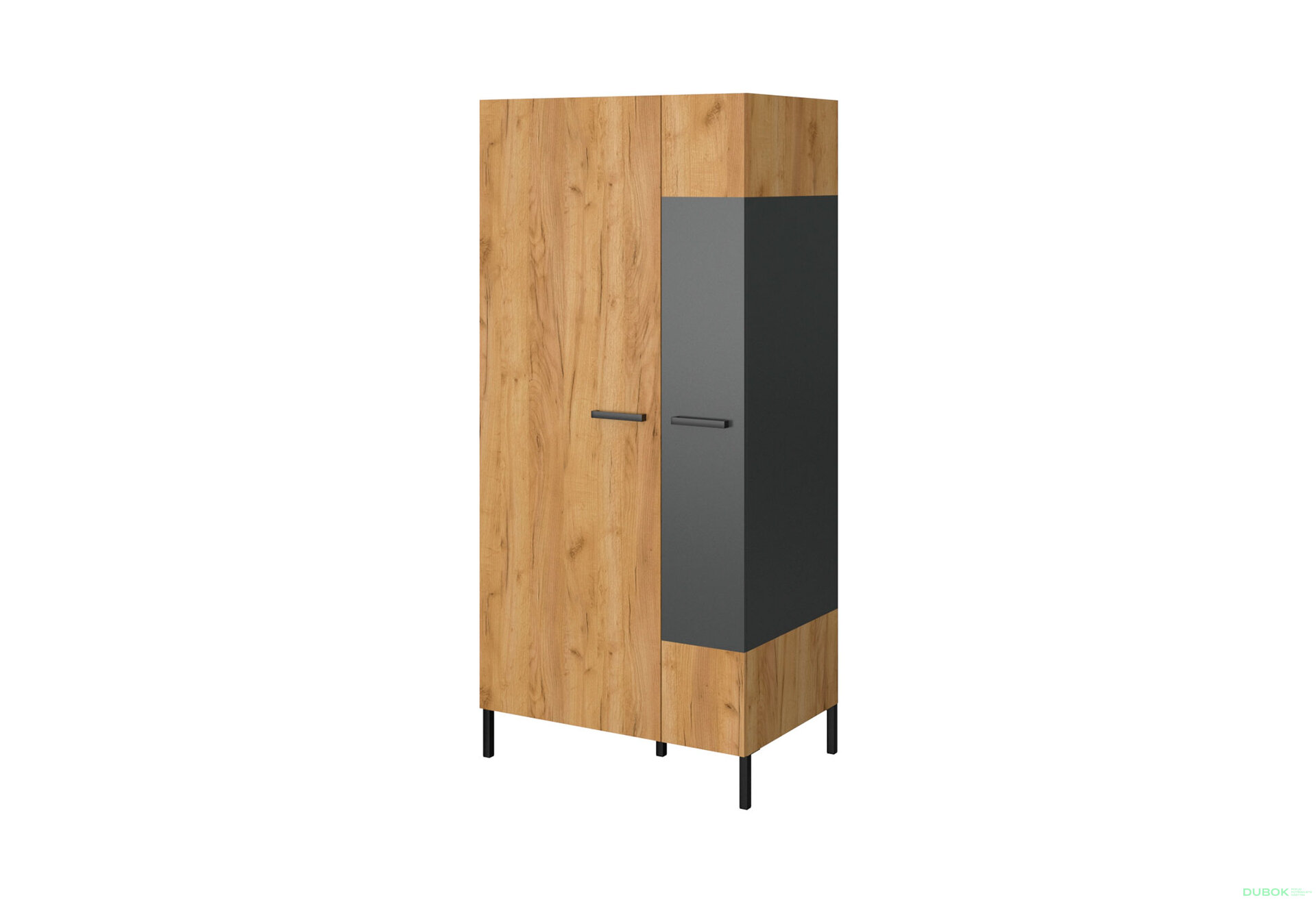 Obrázek 1 - Skříň dvoudveřová Santes 90x197x60.1 cm Dub craft zlatý / Antracit