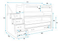 Obrázek 6 - Patrová postel Max 1 pro tři osoby bílé / zelený 80x200 cm s roštem, matrací