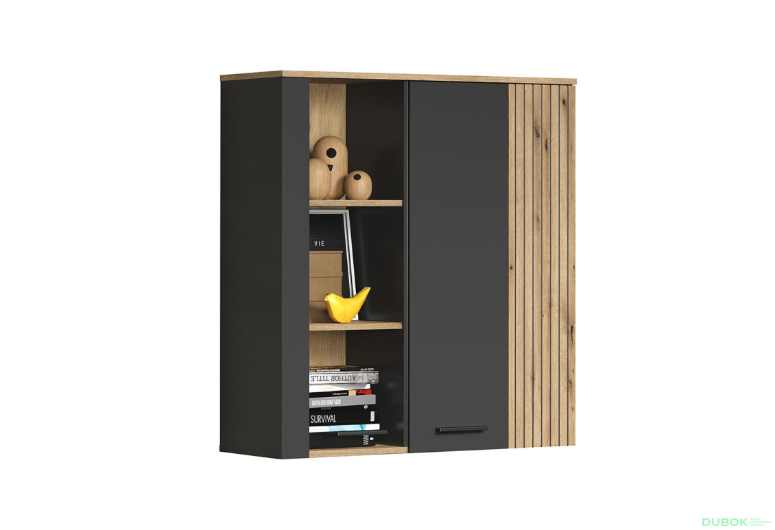 Obrázek 3 - Nástěnná vitrína 2d1w Esteban grafit / dub evok