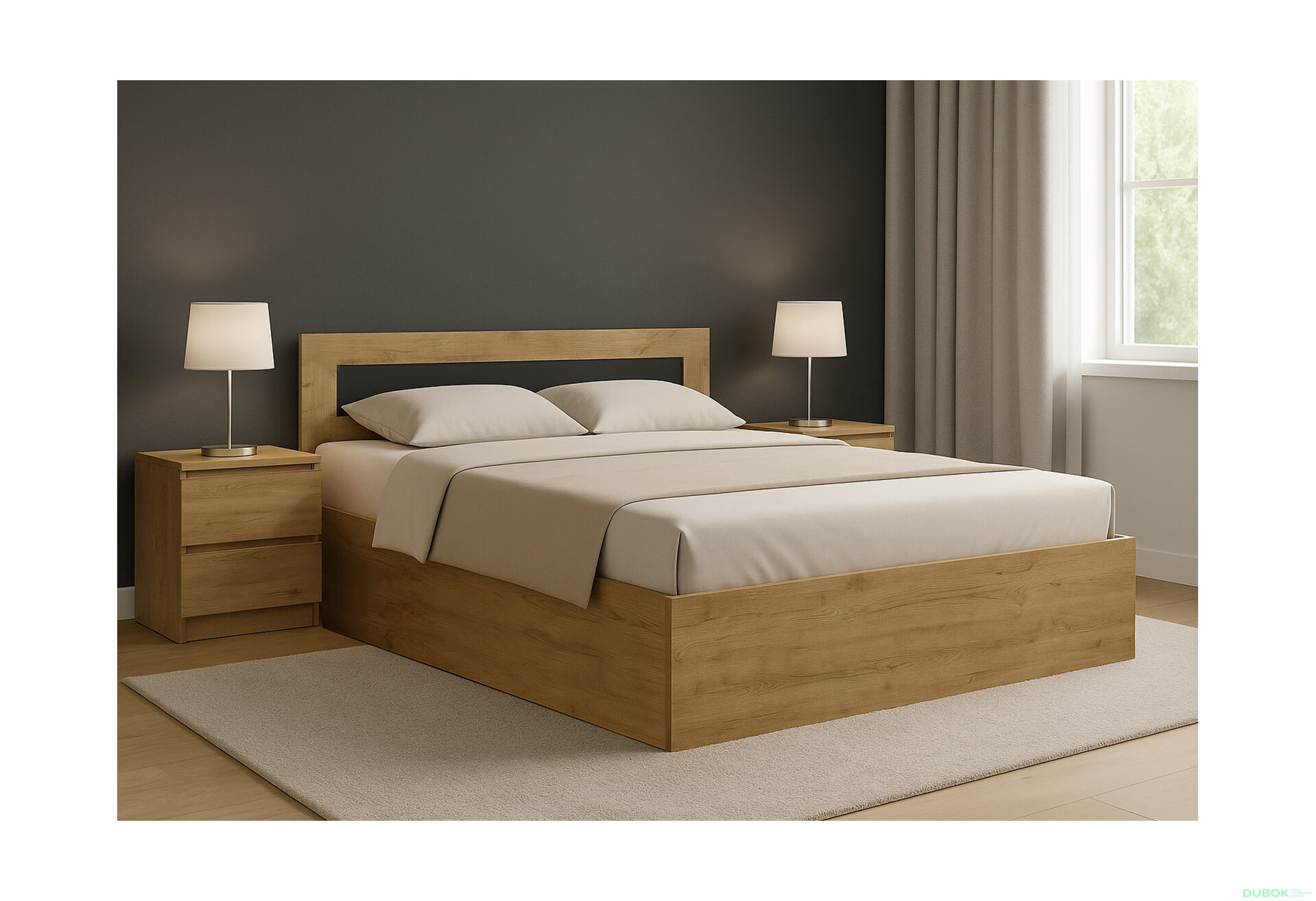 Obrázek 3 - Dvoulůžková postel 160x200 dub kraft zlatý / šedý grafit Viva