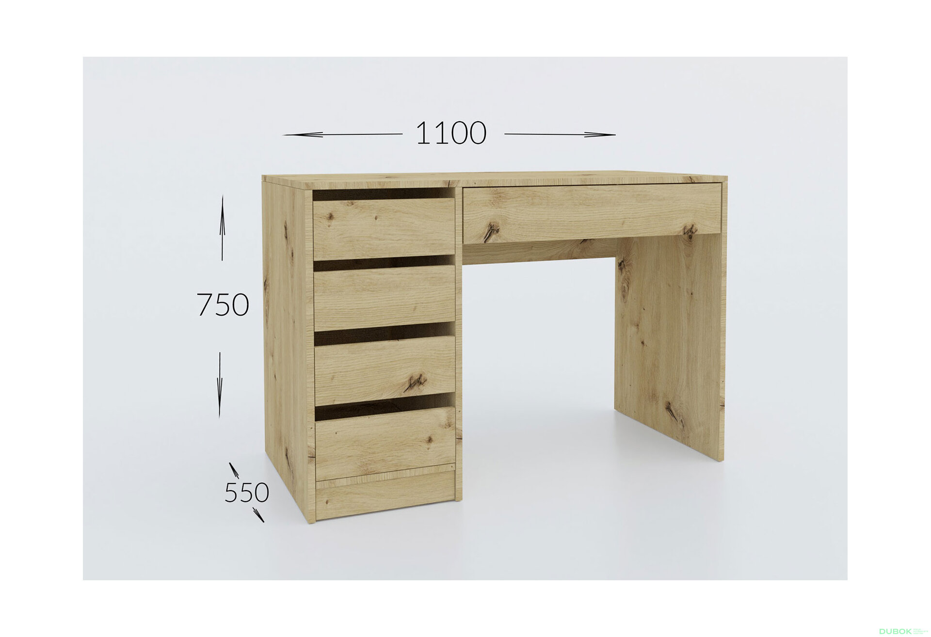 Obrázek 2 - Psací stůl Profi s levou montáží dub artisan