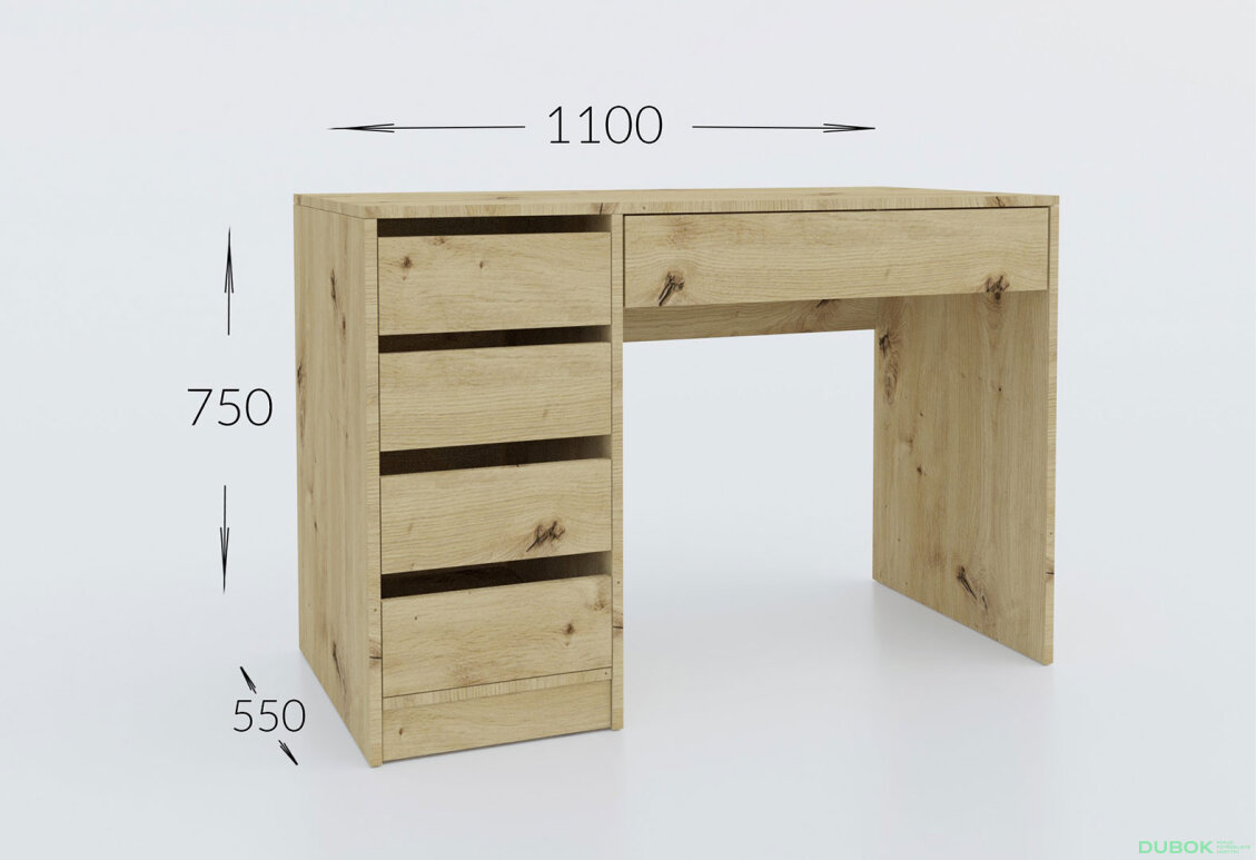 Obrázek 2 - Psací stůl Profi s levou montáží dub artisan